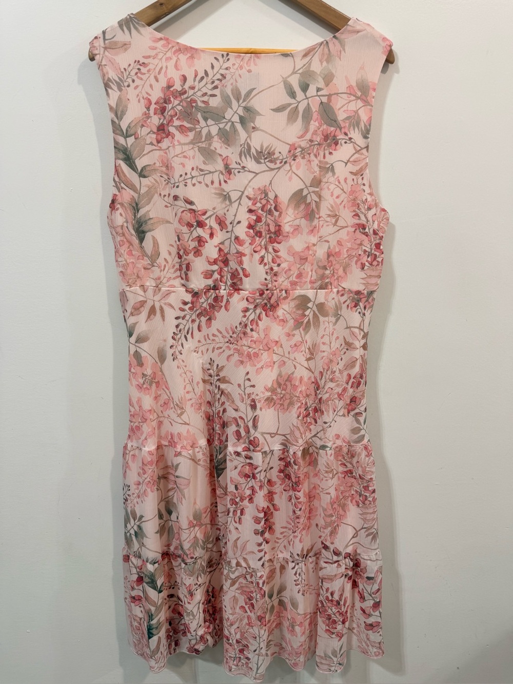 Connected Apparel Floral Airy Spring Summer Preppy Blush Pink Midi Dress Size 16 - Picture 3 of 10